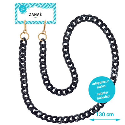 Zanae Mineral telefoon draagkoord ketting marble zwart 