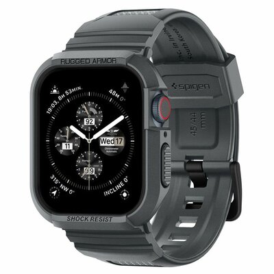 Spigen Rugged Armor Pro Apple Watch 45 / 44 mm bandje Donkergrijs