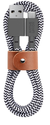 Native Union Belt USB-C naar USB-A 1,2 meter kabel zebra