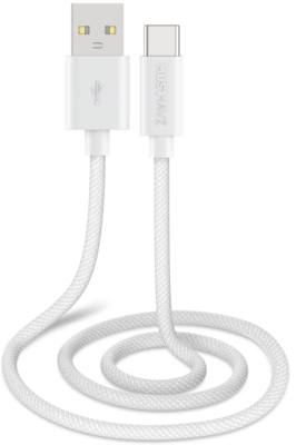 Musthavz braided USB-A naar USB-C kabel 1 meter wit