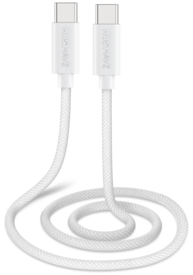 Musthavz braided USB-C naar USB-C kabel 1 meter wit