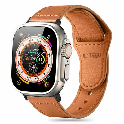 TechProtection leren Apple Watch 49 / 45 / 44 mm bandje bruin