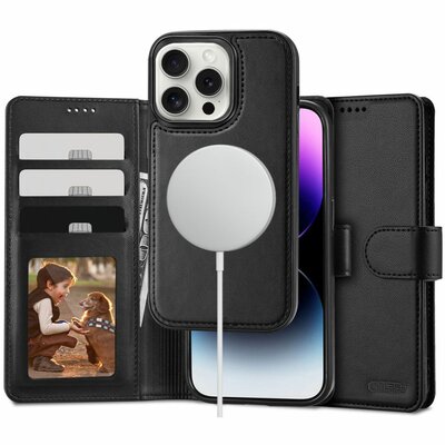 TechProtection MagSafe 2 in 1 wallet iPhone 16 Pro hoesje zwart