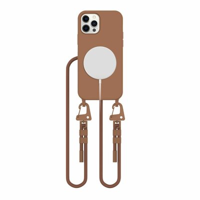 Tech Protection MagSafe iPhone 12 Pro hoesje met koord bruin