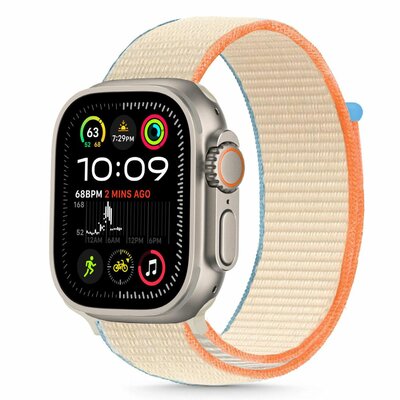 TechProtection Nylon Apple Watch 42 / 41 / 40 mm bandje cream
