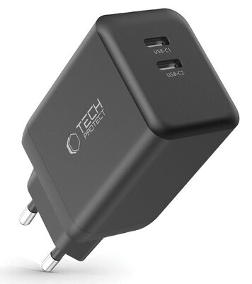 Tech Protection 45 watt GAN 2 poort USB-C oplader zwart