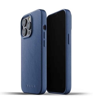Mujjo Leather case iPhone 13 Pro hoesje Blauw