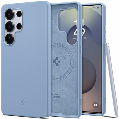 Spigen Silicone Fit MagSafe Galaxy S25 Ultra hoesje blauw