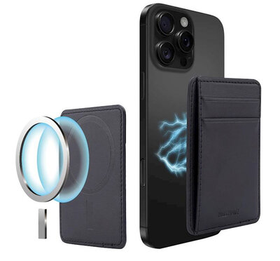 Musthavz leren MagSafe wallet zwart