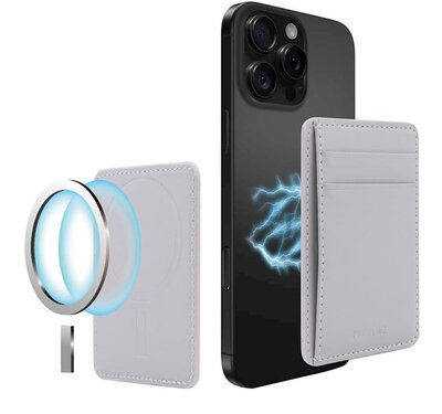 Musthavz leren MagSafe wallet grijs
