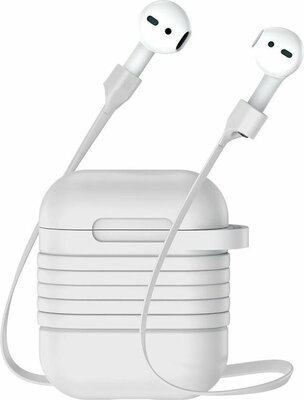 Baseus Silicone AirPods hoesje + strap Grijs
