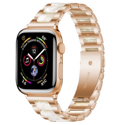 TechProtection Pearl Apple Watch 42 / 41 / 40 mm bandje stone white