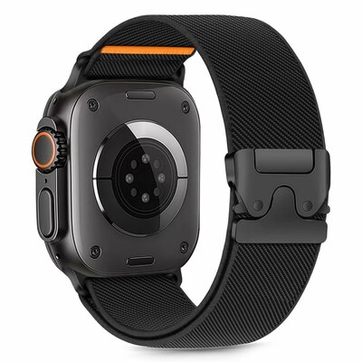 TechProtection Nylon clasp Apple Watch 49 /  46 / 45 / 44 mm bandje zwart