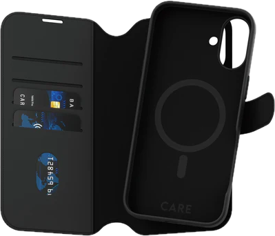 PanzerGlass CARE 2 in 1 Wallet iPhone 16 Plus hoesje zwart