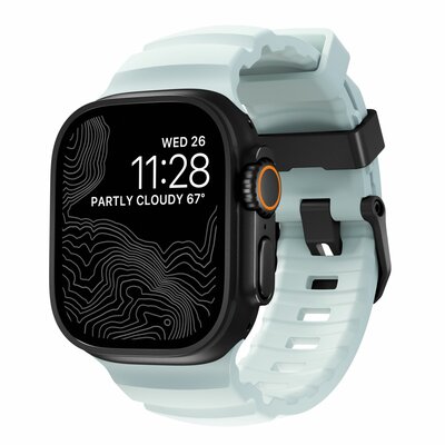 Nomad Rocky Point Apple Watch 49 / 46 /&nbsp;45 mm bandje icy blue / zwart