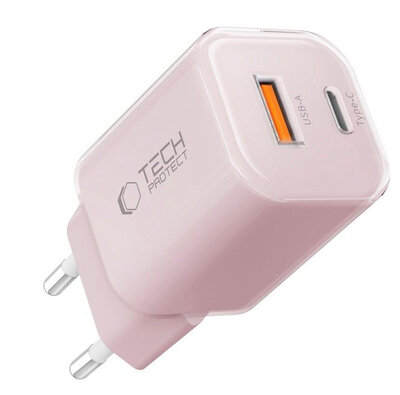 TechProtection 33 watt USB-C en USB-A oplader roze
