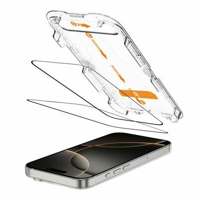 TechProtection Quick iPhone 16 Pro glazen screenprotector 2 pack zwart