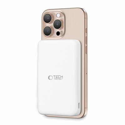 TechProtection Qi2 15 watt MagSafe draadloze powerbank 10000 mAh wit