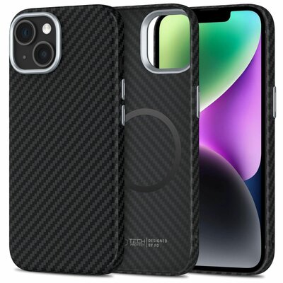 TechProtection Carbon MagSafe iPhone 14 hoesje zwart