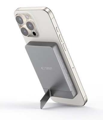 TechProtection MagSafe draadloze powerbank met stand 5000 mAh grijs