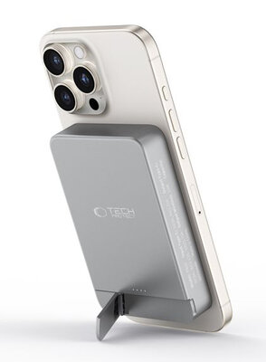 TechProtection MagSafe draadloze powerbank met stand 10000 mAh grijs