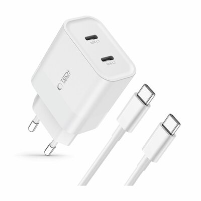 TechProtection 2 poort 20 watt USB-C oplader met USB-C kabel