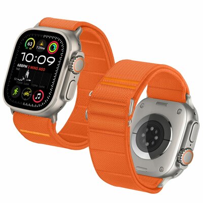 TechProtection Nylon slip Apple Watch 49 / 46 / 45 / 44 mm bandje oranje