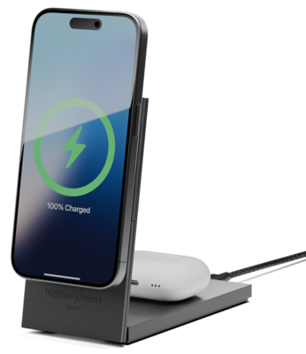 Native Union Rise 2 in 1 MagSafe Qi2 oplader zwart