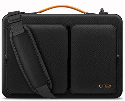 TechProtection Defender MacBook 15 / 16 inch sleeve laptop tas zwart / oranje