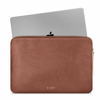 TechProtection Fleece MacBook 15 / 16 inch sleeve donkerbruin