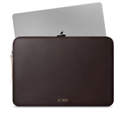 TechProtection Fleece MacBook 15 / 16 inch sleeve donkerbruin