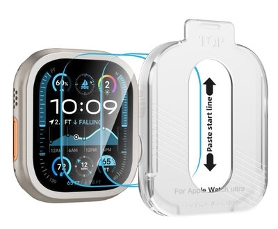 TechProtection Easy Apple Watch Ultra 49 mm glazen screenprotector 2‑pack