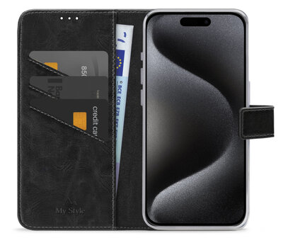 My Style Flex Wallet iPhone 15 Pro hoesje zwart