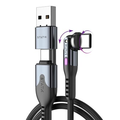 Statik PowerPivot USB-C naar USB-C kabel 200 cm zwart