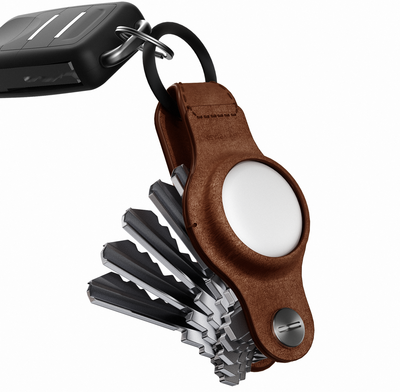 KeySmart Air leer AirTag sleutelhouder bruin