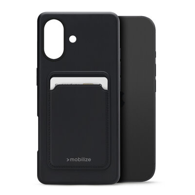 Mobilize Rubber Gelly Card iPhone 17 hoesje zwart
