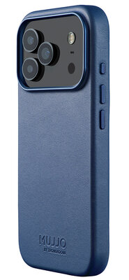 Mujjo Full Leather iPhone 17 Pro hoesje blauw