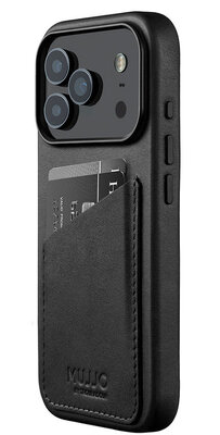 Mujjo Full Leather Wallet iPhone 17 Pro hoesje zwart