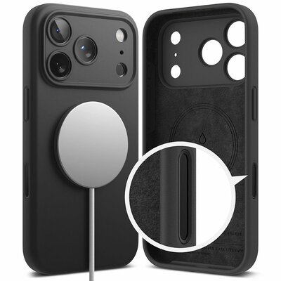 Ringke siliconen MagSafe iPhone 17 Pro hoesje zwart