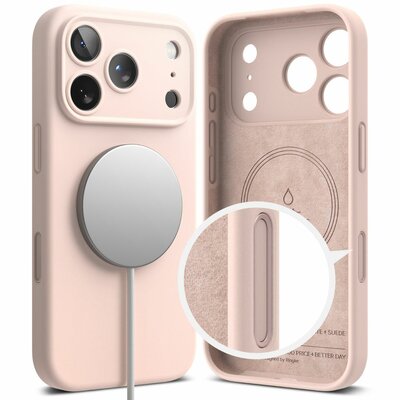 Ringke siliconen MagSafe iPhone 17 Pro hoesje roze