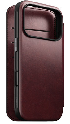 Nomad Modern Horween Leather Folio iPhone 17 Pro Max hoesje burgundy
