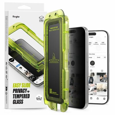 Ringke Easy Slide Privacy glazen iPhone 17 Pro screenprotector 2 pack