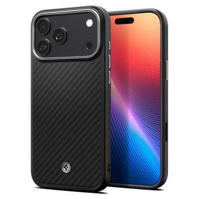 Spigen Enzo Aramid T iPhone 17 Pro Max hoesje zwart zilver