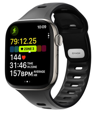 Nomad Tempo FKM Apple Watch 46 /&nbsp;45 mm bandje zwart