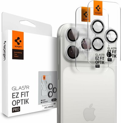 Spigen Optik EZ Fit iPhone 17 / 16 / 15 Pro / iPhone 17 / 16 / 15 Pro Max camera beschermer 2 pack zilver