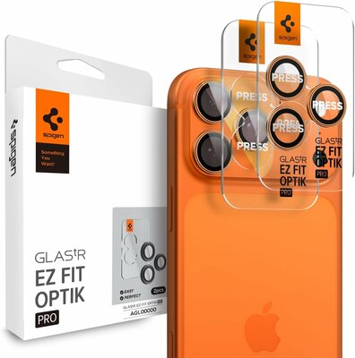 Spigen Optik EZ Fit iPhone 17 Pro / iPhone 17 Pro Max camera beschermer 2 pack oranje