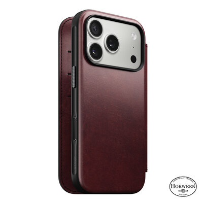 Nomad Modern Leather Folio Horween iPhone 17 Pro hoesje burgundy