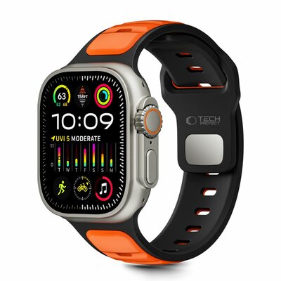 TechProtection Icon Apple Watch 49 / 46 / 45 / 44 mm bandje zwart / oranje