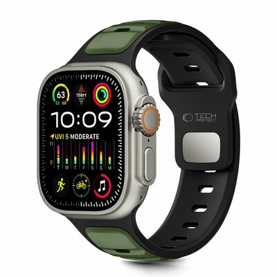 TechProtection Icon Apple Watch 49 / 46 / 45 / 44 mm bandje zwart / groen
