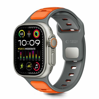 TechProtection Icon Apple Watch 49 / 46 / 45 / 44 mm bandje grijs / oranje
